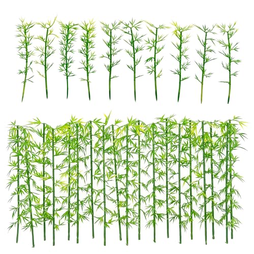 Woohome Miniature Bamboo Trees, Green Plastic Bamboo Trees for Home Miniature Landscape Landform Diorama Project (100PCS) - color: 100PCS