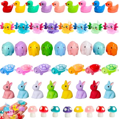 Mini Ducks Animals Variety Pack 50 Little Animals Figures, Blue - color: Axolotl-blue