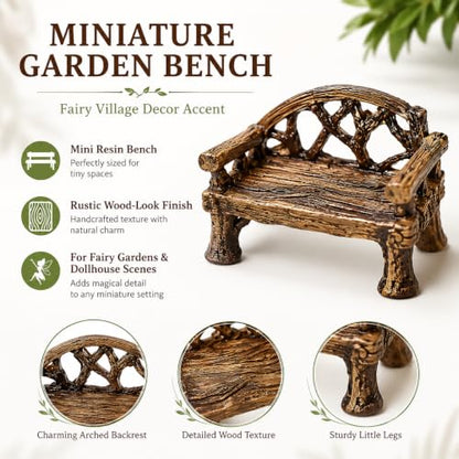 Miniature Resin Garden Bench, Fairy Village Dollhouse Accessory, Fairy Garden Furniture Ornaments