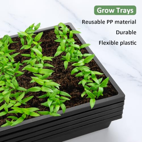 RooTrimmer 1020 Nursery Pot Trays 5 Pack, Plastic Flat Seed Starter Tray, Reusable Seedling Starting Tray for Holding and Carrying Plant Pots (Black) - color: Black, size: TP1020-5P