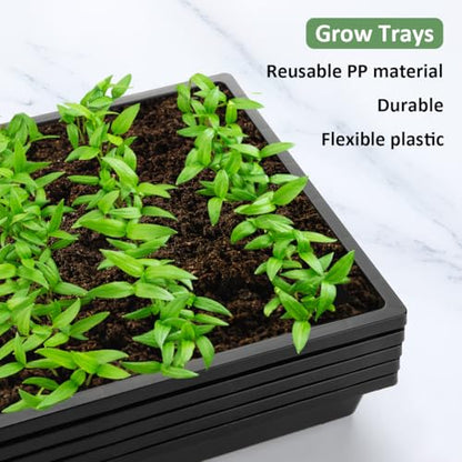 RooTrimmer 1020 Nursery Pot Trays 5 Pack, Plastic Flat Seed Starter Tray, Reusable Seedling Starting Tray for Holding and Carrying Plant Pots (Black) - color: Black, size: TP1020-5P