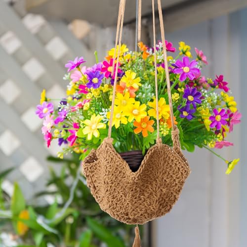 4 Packs Macrame Plant Hangers Indoor Hanging Planters, Brown - color: Brown