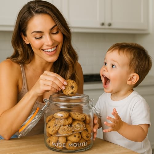 kitchentoolz 64 oz Mason Jars Wide Mouth with Airtight Lids – Set of 2 Half Gallon Glass Jar with Lid – Large Mason Jars with Lids for Kitchen Pantry, Storage, and Canning - size: Pack of 2