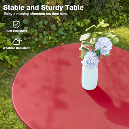 3 Pieces Outdoor Bistro Set, Patio Table and Chairs Set,Red | Weather and Rust Resistant,Steel Frame,Anti-slip Footpad,Foldable,Ideal for Poolside,Garden,Backyard,Front Porch,Balcony - color: Red