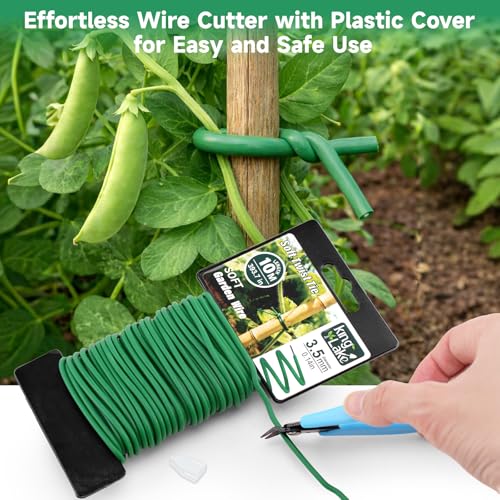 KINGLAKE Green Garden Wire with Pliers - 66 Feet 3.5mm Garden Ties Soft Plant Twist Ties Plant Wire for Climbing Plants Tomatoes Support Vines Vegetables Flowers Indoor & Outdoor Gardening Training - size: 3.5mm x 66ft
