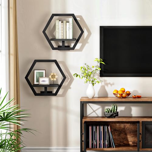 CHOEZON Floating Shelves Set of 2, Wall Planters for Indoor Plants - color: Black