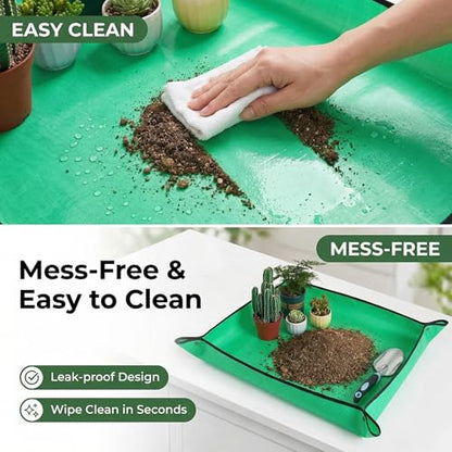 39.5” x 29.5” Large Repotting Mat for Indoor Plants - Waterproof Thickened PE Potting Mat with Buckles - Portable Foldable Plant Mat for Mess Control - Ideal Gardening Gifts for Plant Lovers