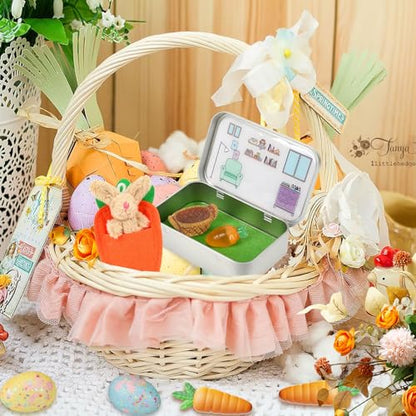 Little Pocket Bunny DIY Pet Adoption Easter Basket Travel Buddy | Little Pocket Bunny collectible in tin box, desk decor gift for office, coworker, Easter gift and animal lovers - style: Bunny