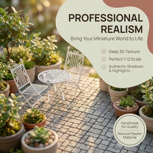 Dollhouse Miniature Paving Stones, Tiles for Modeling | Set of 50 pcs for Fairy Gardens and Tabletop Terrain, REDUCIO! - color: Weathered Stone