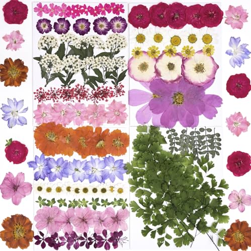 116pcs Dried Pressed Flowers for Resin, Natural Real Dried Flowers for Crafts & Dry Leaves Kit for Resin Art, Jewelry Making, Scrapbooking, Candle & Soap Making, Nail Décor - color: 116pcs Colorful Pressed Flowers