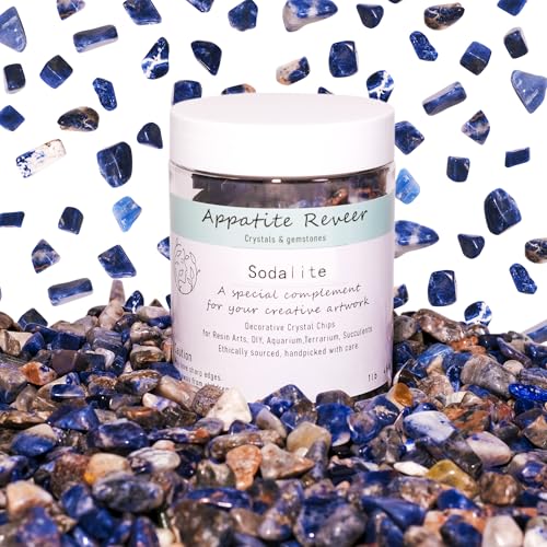 Natural Sodalite Crystal Chips 1lb, 5-8mm Blue Gemstone Chips for Jewelry Making, Aquarium Decoration, Crafts, Resin Art and Home Decor - color: Sodalite, size: 1LB