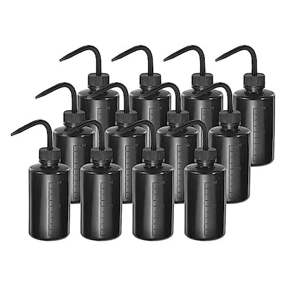 PATIKIL 12 Pcs Wash Bottle, 250ml 8oz Plastic Succulent Watering Bottle Eyelash Tattoo Rinse Wash Bottle for Plant Eyelash Extensions Irrigation Lab RV Gap Cleaning (Black) - color: Black, size: 250ml/8oz