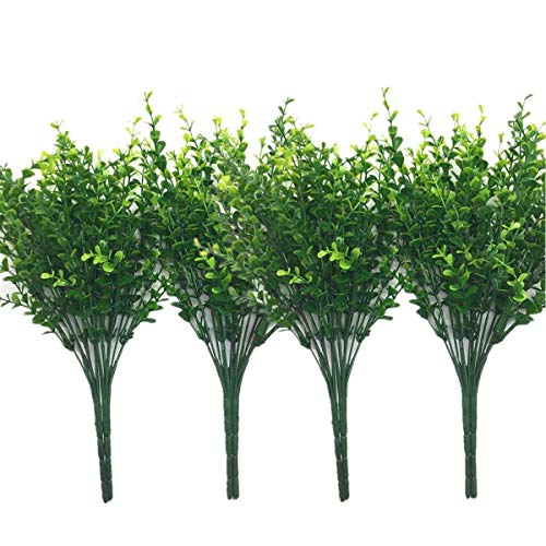 CATTREE Artificial Eucalyptus Plants, Plastic Christmas Decorations Fake Shrubs Bushes Green Leaves Wedding Indoor Outdoor Home Garden Verandah Kitchen Office Table Centerpieces Arrangements 8 pcs - color: Eucalyptus Bud-8 Pcs
