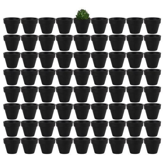Yishang 1.9 Inch Tiny Black Terracotta Pots Pack of 72-Small Mini White Clay Pots with Drainage Holes Flower Nursery Terra Cotta Planter for Tiny Cactus,Herb,Succulent Plants,Crafts - color: Black