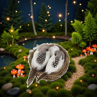 Jowxsx Artificial Birds and Bird Nest and Bird Egg Set Miniature Lifelike Ornament for Home Garden Party Lawn Decoration Photography Prop for DIY Fairy Garden Micro Landscaping Decor