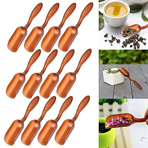 12 PCS Plastic Mini Garden Shovel Spoons Soil Scoops | Cultivation Digging Transplanting Gardening Tools Succulents Potted Flowers Bath Washing Powder/ Loose Tea-leaf Scoops - color: Brown
