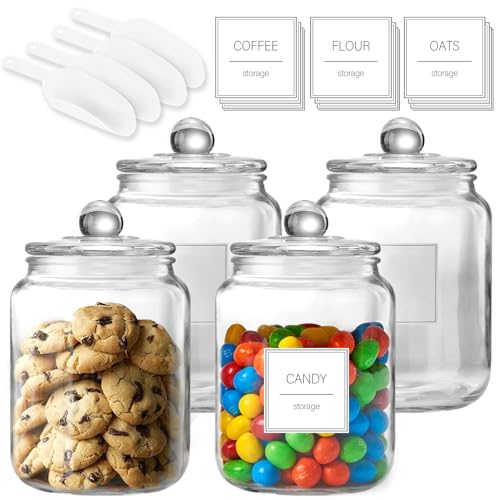 FyndraX Half Gallon Large Glass Jars with Lids, Airtight Storage Clear Containers for Kitchen, Laundry Room and Pantry Food Organization, Set of 4 - color: 4 Pack