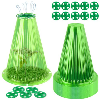 UQM 30 Pack Garden Cloches for Plants with Rotary Vent Cover Reusable | Bell Plant Protector Garden Protection from Animals Snails Birds Chickens Insect, 9.18" H X7.56 D (Green) - color: Green-30pc