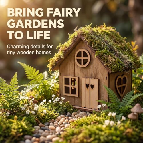 6Pcs Brown Wooden Fairy Garden Door, Blank Door Fairy House Doors and Windows Ornaments Tree Statues for Tree Trunk Yard Decoration, Miniature Gardens Buildings , Garden Sculptures and Statues