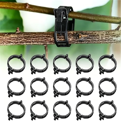 Pack Plant Support Clips, Reusable Plastic Vine Clips, Garden Tomato Clips for Climbing Plants, Vegetables, Flowers, Vines to Stems and Stakes (Black 50Pcs) - color: Black 50Pcs