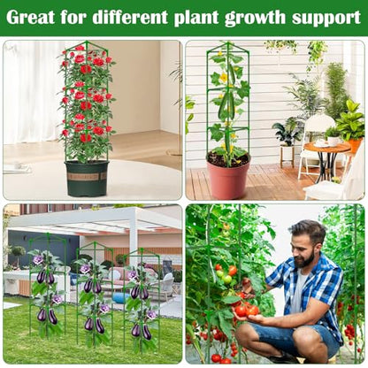 3 Packs Fiberglass Tomato Cages for Garden, 56 Inch Tall Tomato Plant Support, Adjustable Tomatoes Stakes Plant Climbing Trellis for Garden Vegetables Fruits, Tomatoes Support Cages with Clips - size: 3 Packs 56 Inches