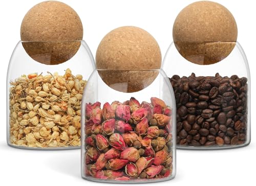 ComSaf Glass Jars with Cork Lids 16 oz 3 Pack Coffee Organizer Decorative - size: 16oz/480ml*3