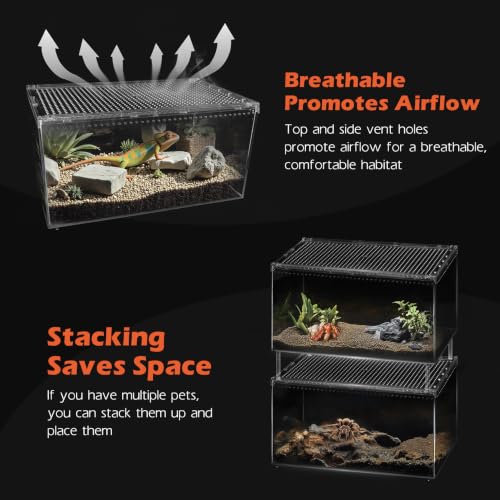 AZV Escape Proof Tarantula Enclosure,Polycarbonate Hermit Crabs Tank Large - size: Large(11.81*7.87*5.90inch)