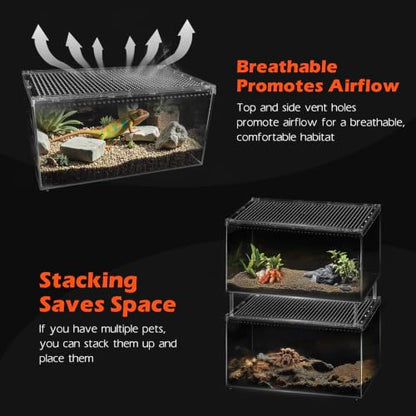 AZV Escape Proof Tarantula Enclosure,Polycarbonate Hermit Crabs Tank Large - size: Large(11.81*7.87*5.90inch)