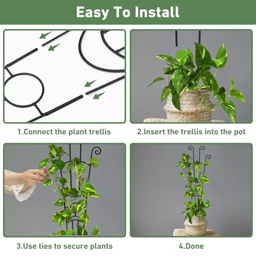 32.6in Plant Trellis for Climbing Plants Indoor Outdoor, Expandable Large Metal Garden Trellis for Potted Plants, Heavy-Duty Tall Pothos Plant Climber Support for Ivy Pothos Hoya Monstera, 2P - size: 32in, 2p