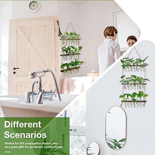 XXXFLOWER Wall Hanging Propagation Station with Wooden Stand - color: Brown, size: 21 Tube Vases