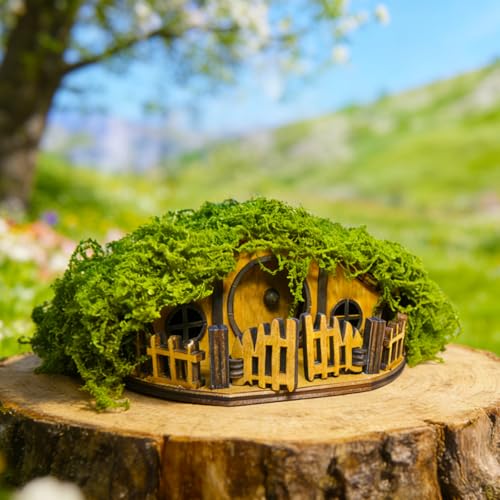 Mosswood Mini Treehouse for Indoor Plant Pots, Fairy Gardens | Woodland-Inspired Mini House for Planters, Dwarf Tree, Moss Gardens, Terrariums & Desktop Decor, Whimsical Moss-Covered Roof - style: Mosswood