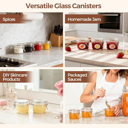 ComSaf Small Glass Spice Jars with Airtight Lids 4 oz 12 Pack Mason Pantry | Seasoning herbs powders, Salt pepper chili, Spice rack cabinet organization, Wedding favors, DIY crafts - size: 4oz*12