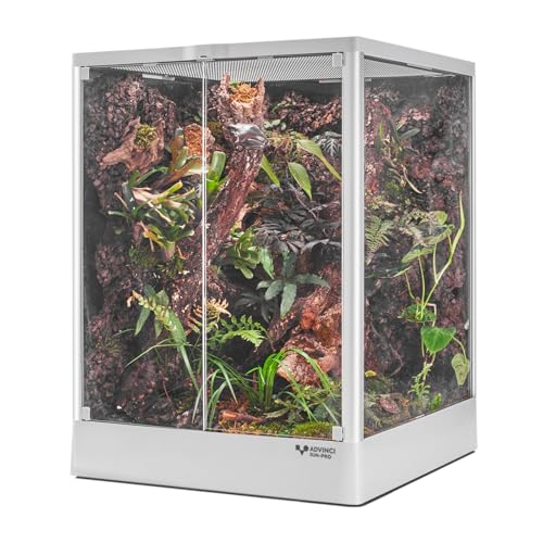 Reptile Terrarium 18"x18"x24" 32 Gallon,Aluminum Frame,Full Glass Tank Enclosure for Small Reptiles, Geckos, Frogs, Lizards, Snakes, Spiders, Turtles, Vertical Rainforest Habitat - size: 18x18x24"