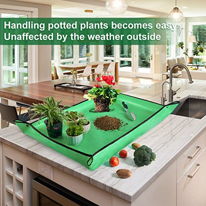 Large Repotting Mat for Indoor Plant Transplanting and Mess Control Waterproof Potting Mat Foldable Plant Mat