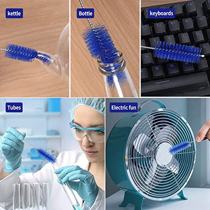 CiaraQ Bottle Cleaning Brushes, 8 Inch Nylon Tube Brush Set, Cleaner for Narrow Neck Bottles Cups with Hook, Set of 10pcs. (Pack of 2) - color: Navy Blue, size: 8.0 Inch (10pcs) (Pack of 2)