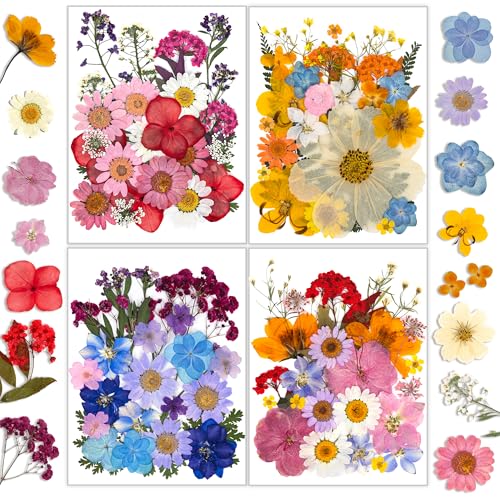 Dried Flowers, Resiners 100Pcs Pressed Flowers for Craft Real Natural Dried Flowers Dry Leaves Kit for DIY Making Crafts Resin Soap Candle Scrapbook Supplies Card Making Jewelry - color: Brilliant 100pcs