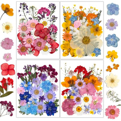 Dried Flowers, Resiners 100Pcs Pressed Flowers for Craft Real Natural Dried Flowers Dry Leaves Kit for DIY Making Crafts Resin Soap Candle Scrapbook Supplies Card Making Jewelry - color: Brilliant 100pcs