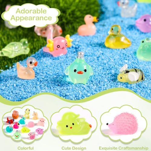 170 PCS Mini Resin Animals Glow in The Dark Small Plastic Figures Bulk | Luminous Tiny Animals for Fairy Garden, Aquarium, Micro Forests, Craft - style: 170 PCS