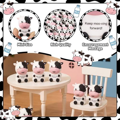 Gejoy 25 Pcs Mini Rubber Cow Toys Positive Mini Cows Figures | Tiny Figurines to Hide, Cow Gifts with Motivational Quote, Birthday Encouragement Gifts for Coworker Desk Decor - style: Cow