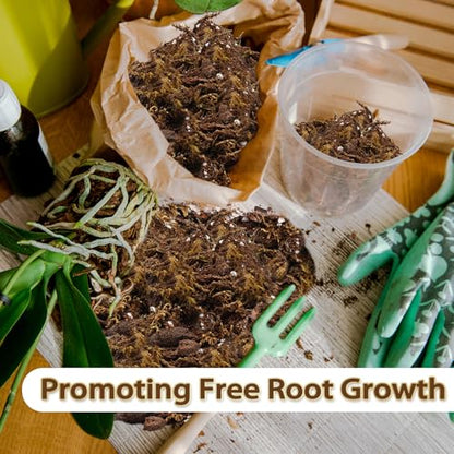 Orchid Potting Mix, Well-Draining Soil for Orchids Repotting - 4QT | Blend of Pine Bark, Perlite, Coco Peat & Moss; for Phalaenopsis, Dendrobium, Succulents, Ferns; Resealable Bags - size: 4QT