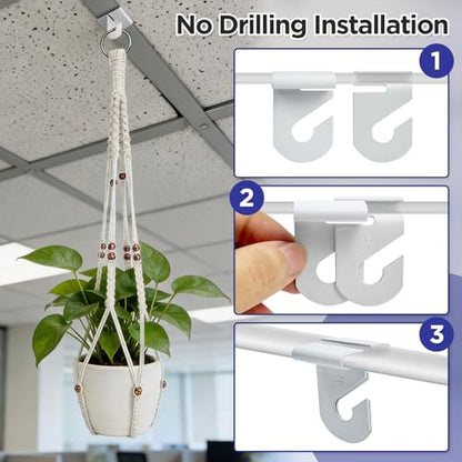 2 Pack Macrame Plant Hanger with Drop Ceiling Hooks