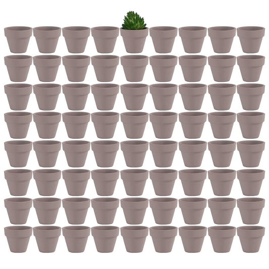 Yishang 1.9 Inch Tiny Grey Terracotta Pots Pack of 72-Small Mini White Clay Pots with Drainage Holes Flower Nursery Terra Cotta Planter for Tiny Cactus,Herb,Succulent Plants,Crafts - color: Gray