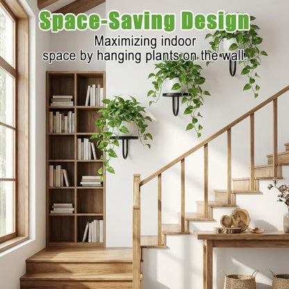 3 Pcs Wall Plant Holder for Hanging Planters, Thickened Metal, Heavy-duty, Rust Resistant, Anti-fall, Space-Saving, Easy Assembly, Indoor & Outdoor Home Decor
