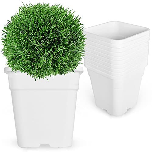 10-Pack 3 Gallon Square Planter Nursery Pots, Flower Plant Container Injection Molded Plastic Nursery Pots Gardening Pots for Indoor Outdoor Vegetables, Succulents, White - color: White, size: Square-3Gallon-10pcs