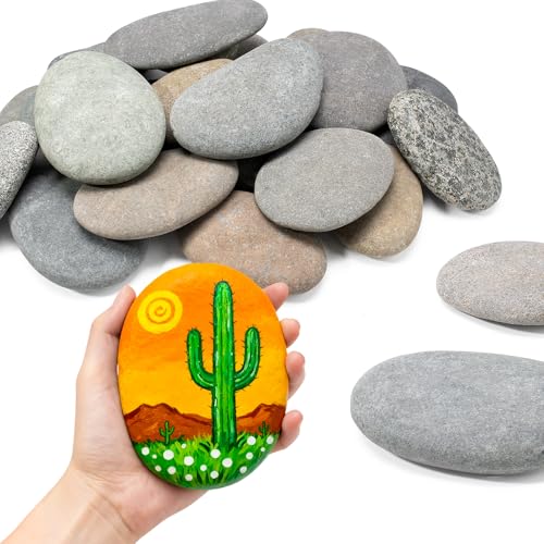 Simetufy 25 Pcs Large Rocks for Painting, 4-5 Inch Natural River Stones | Smooth Flat to Paint for Arts DIY Crafts - size: 4-5in -25pcs