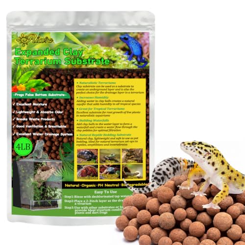Riare 4LBS Organic Expanded Clay Balls Terrarium Substrate for Reptiles - color: 4LB