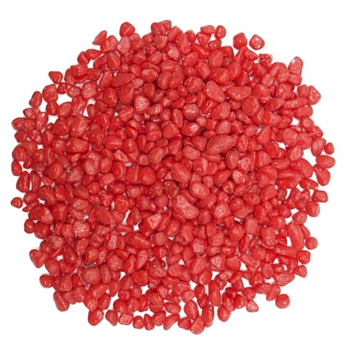 Red Pebbles for Crafts, 0.9 Pound Natural Polished Aquarium Gravel, Decorative Pebbles for Indoor Plants, Turtle Tank, Vase, Succulents Cactus, Garden Landscaping - color: Red, size: 0.9LB