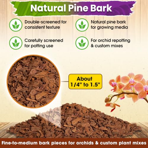 DUSPRO Orchid Bark for Plants, Natural Pine Bark for Orchid Repotting, 8 QT - size: Orchid Bark 8 Quarts