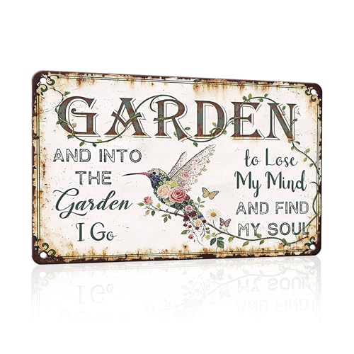 PEACHGARDEN Garden Signs Vintage Metal Sign Into The Garden To Lose My Mind Retro Gardening Poster Yard Wall Art Decor for Patio Greenhouse Backyard Cottage Outdoor 8x12 inch - color: Garden Decor 14, size: 20X30cm(12*8in)