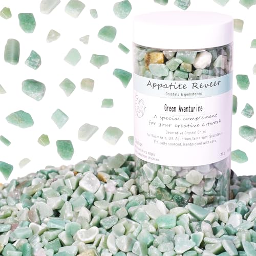 Green Aventurine Crystal Chips 2lbs (1200+ Pieces) -5-8mm Natural Polished Healing Stones for Plants, Aquarium, Crafts, DIY Decor, Jewelry Making & Spiritual Gifts ?Stone of Luck & Abundance - color: Green Aventurine, size: 2LB